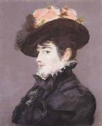 Edouard Manet Portrait de Jeanne Martin au Chapeau orne dune Rose oil on canvas